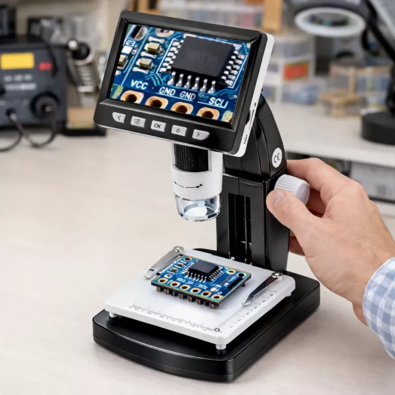 LEAN TOYS Microscópio digital educativo ecrã LCD 4,3 polegadas USB LED ampliação 1000x