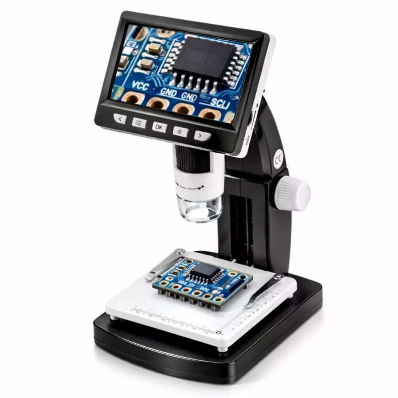 LEAN TOYS Microscópio digital educativo ecrã LCD 4,3 polegadas USB LED ampliação 1000x