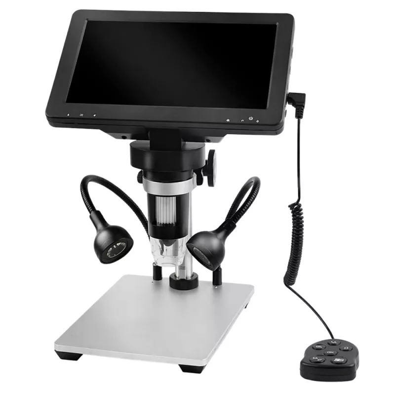 LEAN TOYS Microscópio digital educativo com controlo remoto e cabo 1200X LCD 7 polegadas câmara HD