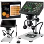 LEAN TOYS Microscópio digital educativo com controlo remoto e cabo 1200X LCD 7 polegadas câmara HD