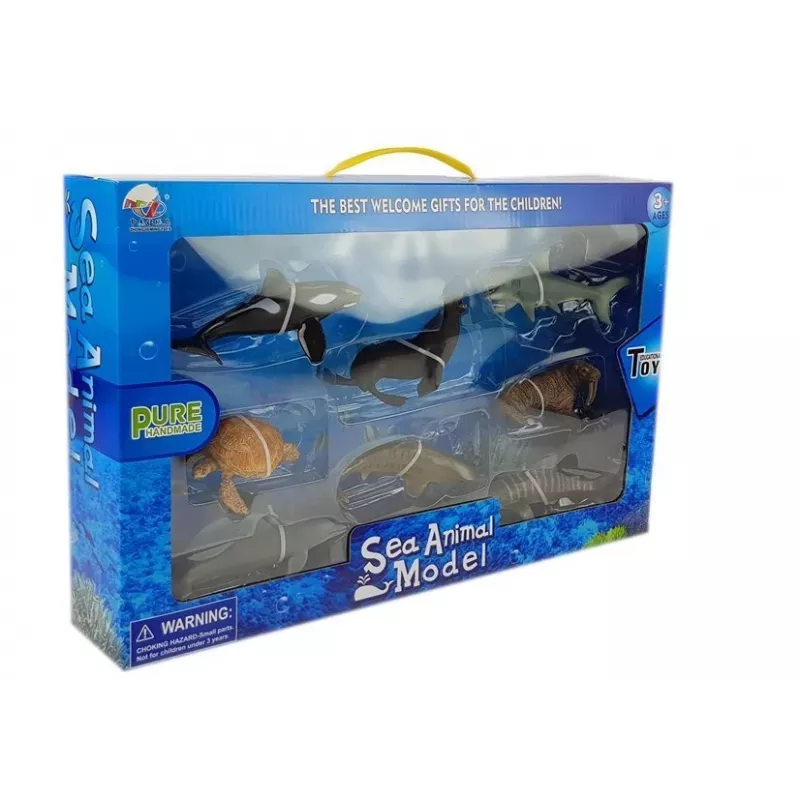 LEAN TOYS Figuras Didáticas Animais Marinhos 8 peças Tubarões Foca Golfinho Morsa Tartaruga