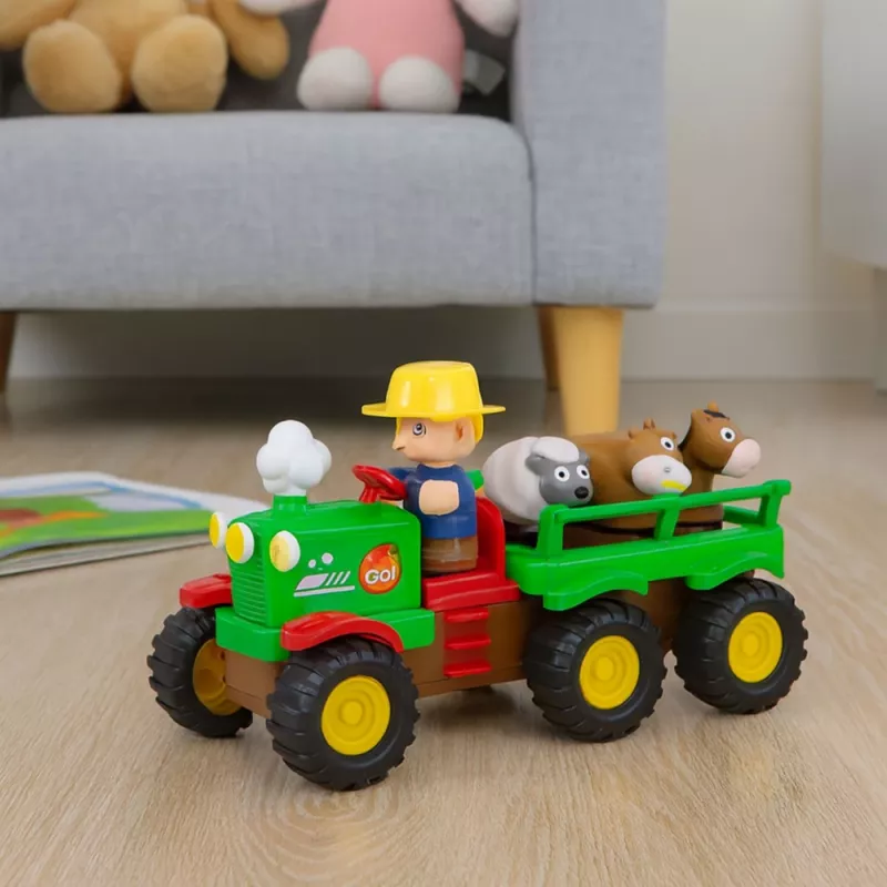 LEAN TOYS Trator interativo educativo para crianças pequenas com animais, luzes e sons