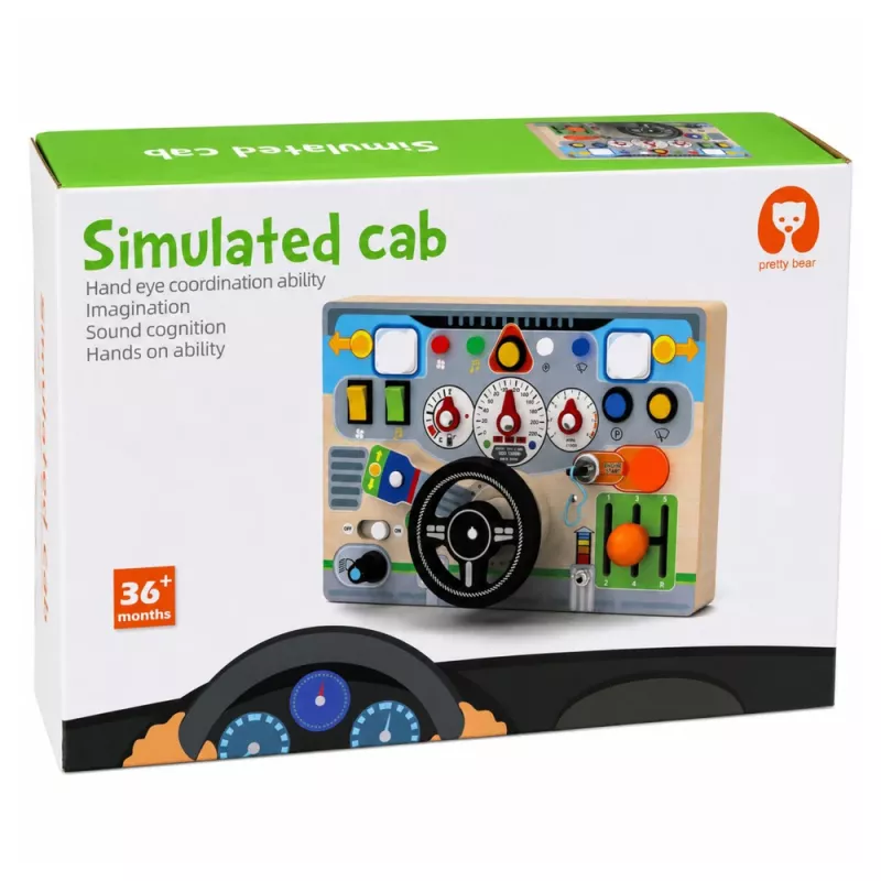 LEAN TOYS Quadro educativo de manipulação simulador volante luzes sons