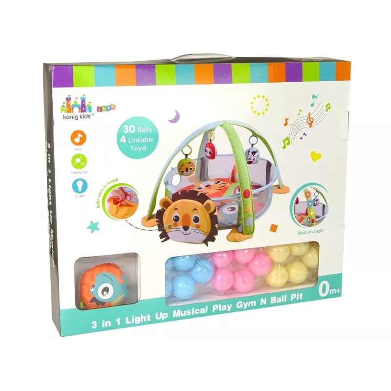 LEAN TOYS Tapete educativo parque de leão com bolas para bebés