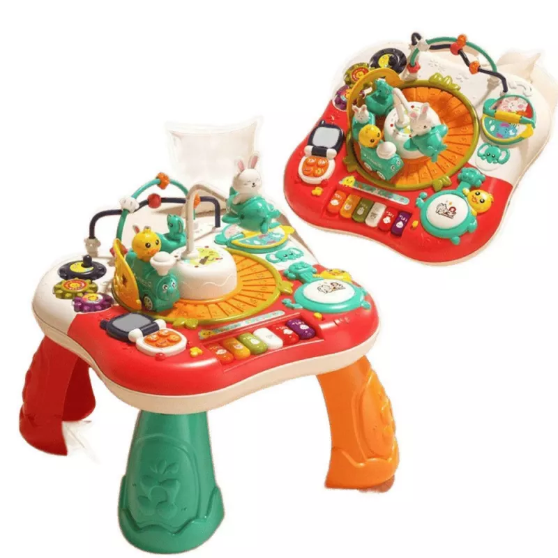 Mesa de aprendizagem interativa com painel musical e piano 2 em 1 LEAN TOYS vermelho