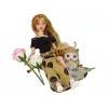 LEAN TOYS Boneca Emily com gato rosa e cabelo comprido