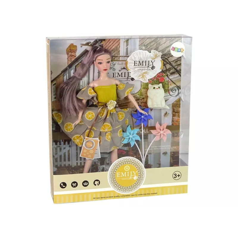 LEAN TOYS Boneca Emily com gato cata-vento para criança