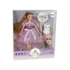 LEAN TOYS Boneca bebé Emily de cabelo comprido com gato branco