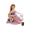 LEAN TOYS Boneca bebé Emily de cabelo comprido com gato branco