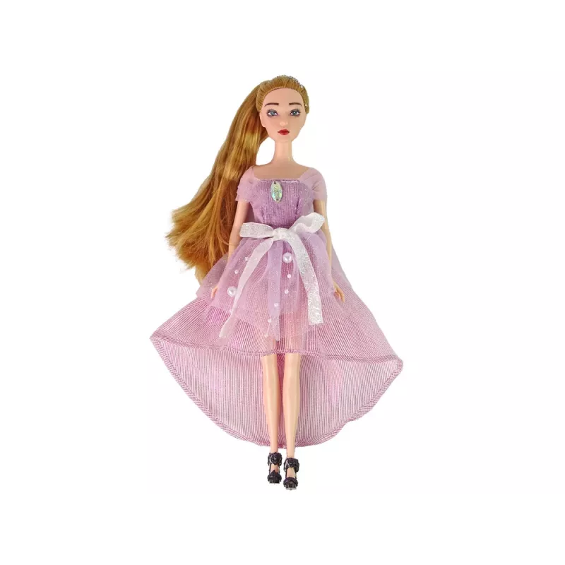 LEAN TOYS Boneca bebé Emily de cabelo comprido com gato branco