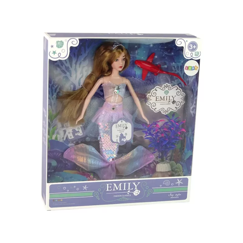 LEAN TOYS Boneca bebé Emily a sereia rosa com acessórios