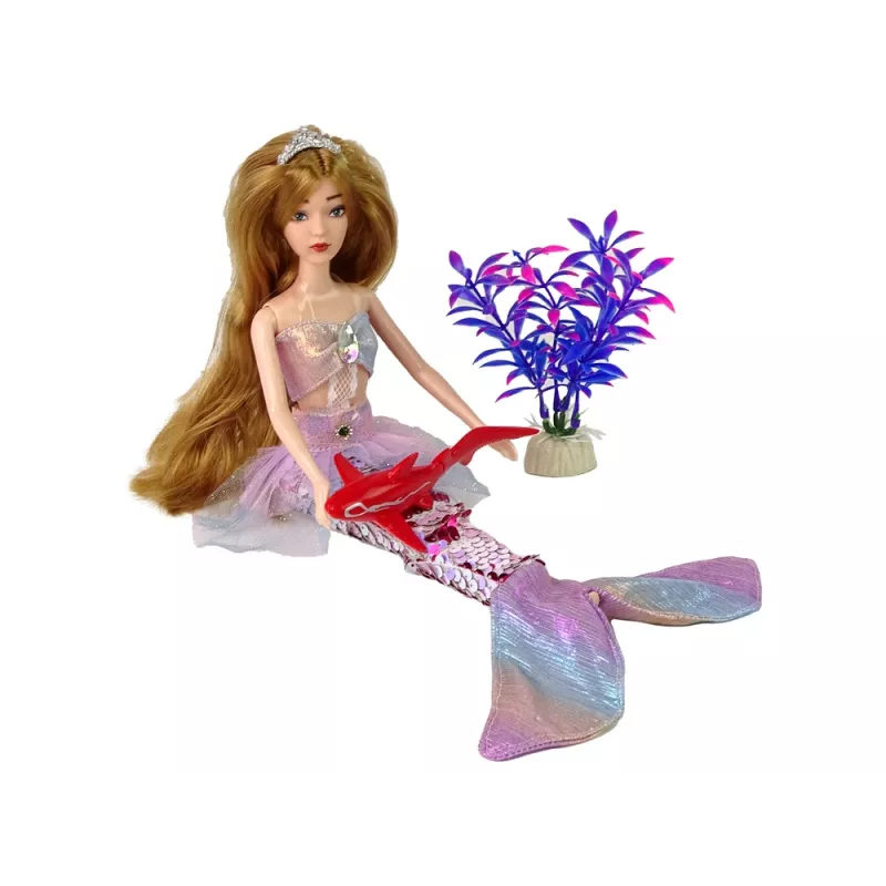 LEAN TOYS Boneca bebé Emily a sereia rosa com acessórios