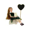 LEAN TOYS Boneca bebé Emily coração de madeira gato branco