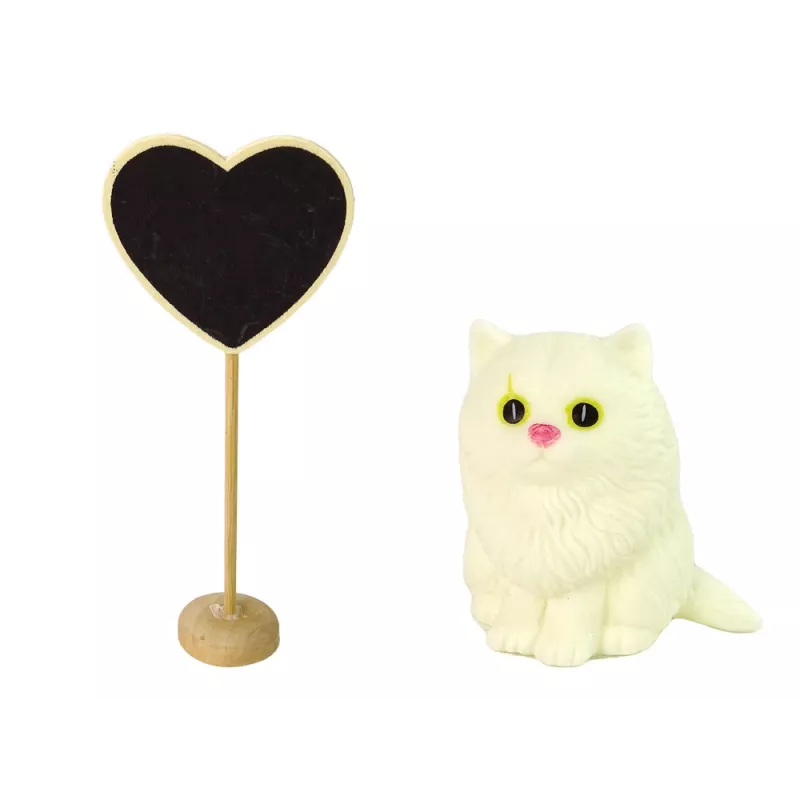 LEAN TOYS Boneca bebé Emily coração de madeira gato branco