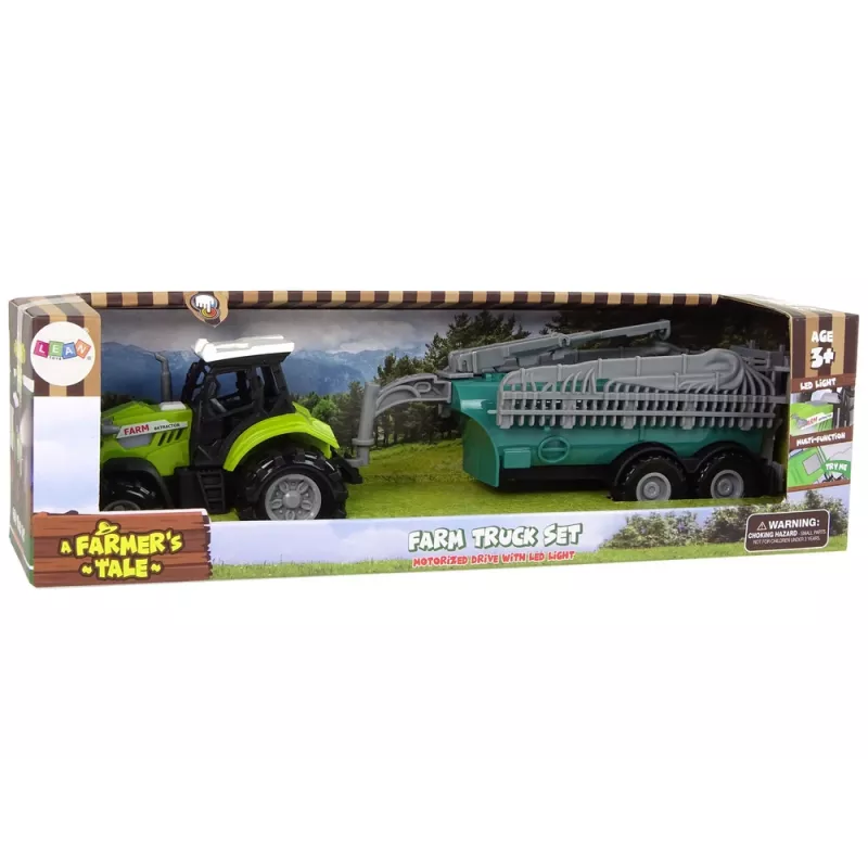 LEAN TOYS Trator Agrícola com Pulverizador Som de Quinta Verde