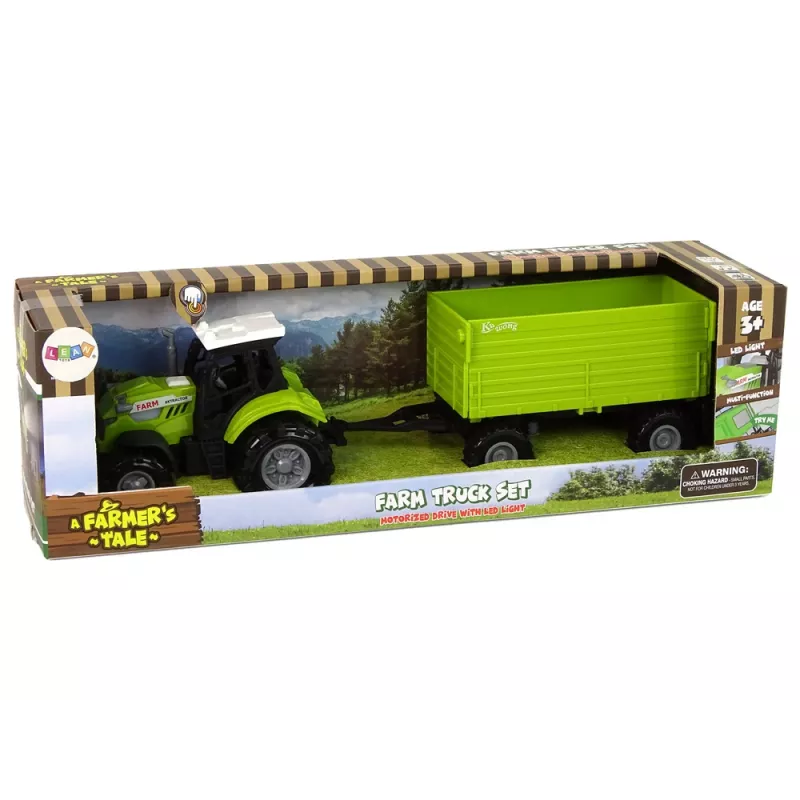 LEAN TOYS Trator de quinta com reboque luzes sons verde