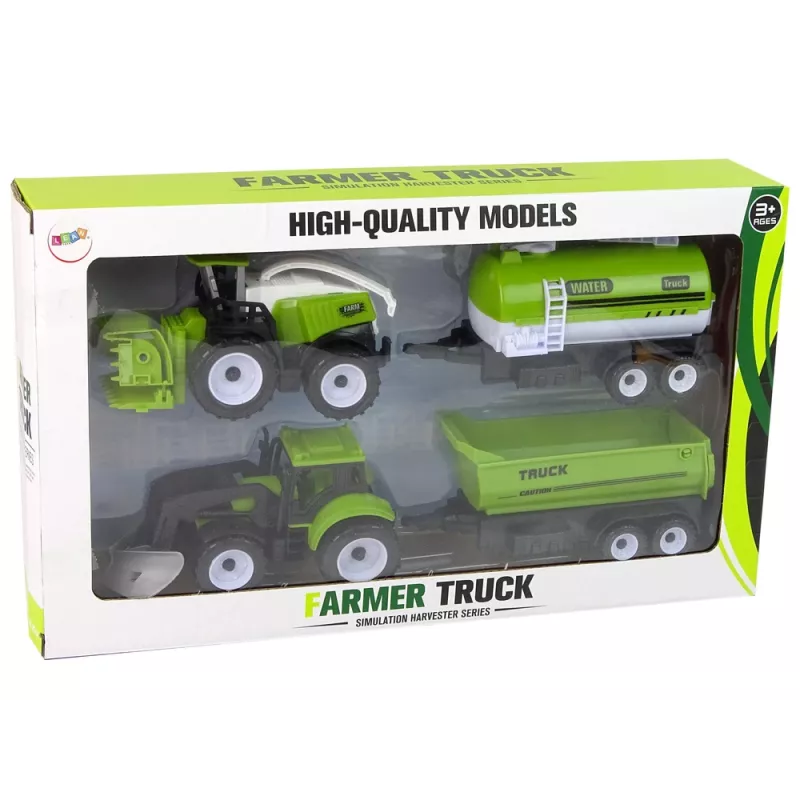 LEAN TOYS Conjunto de veículos agrícolas Trator Ceifeira Cisterna Semi-reboque