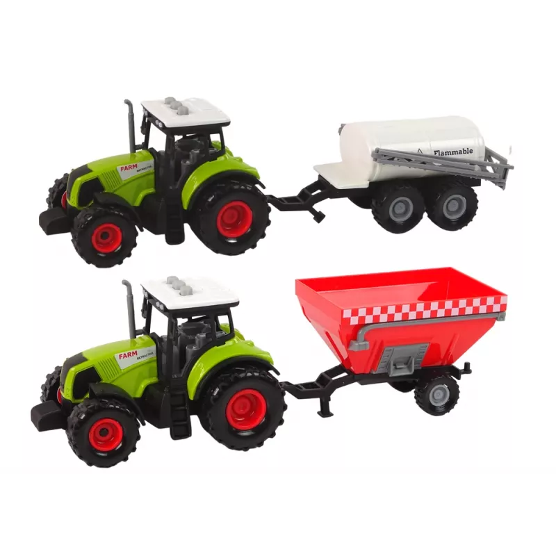 LEAN TOYS Conjunto Trator Agricultor + 2 Máquinas Agrícolas Conjunto Camião Agrícola