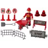 LEAN TOYS Conjunto de Bombeiros com Grua, Sinais de Trânsito e Bombeiro