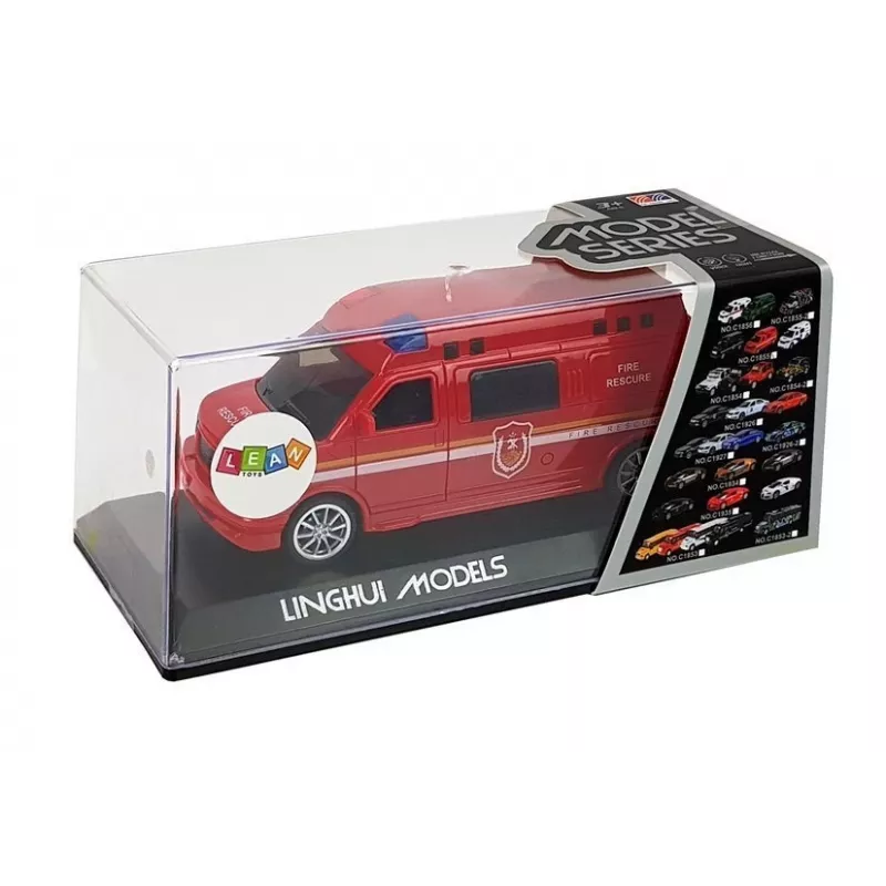 LEAN TOYS Carro de Bombeiros com Corda de Puxar, Luz e Som