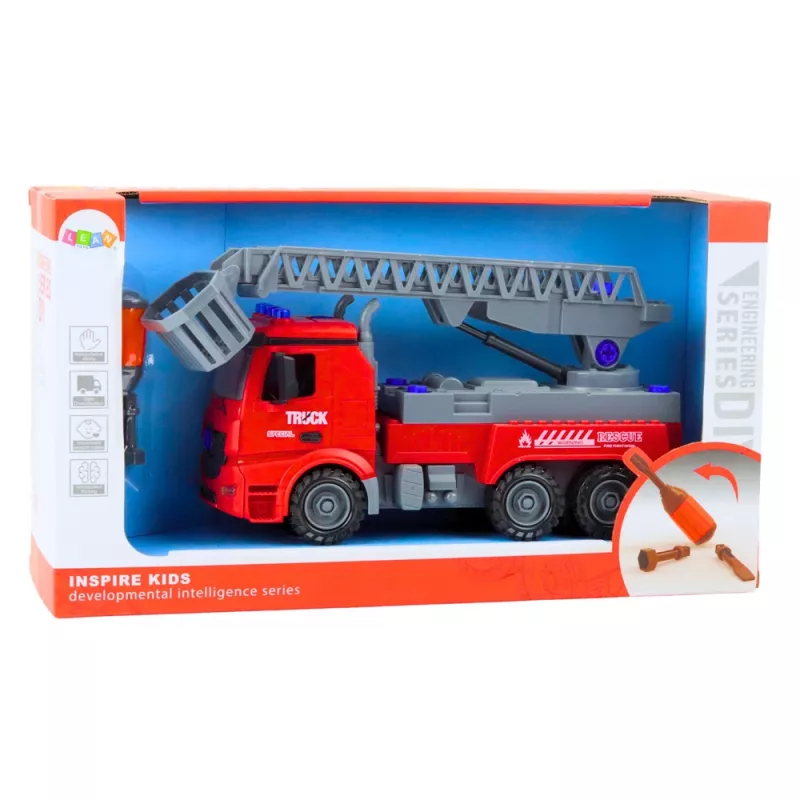 LEAN TOYS Carro de bombeiros DIY chave de fendas vermelho