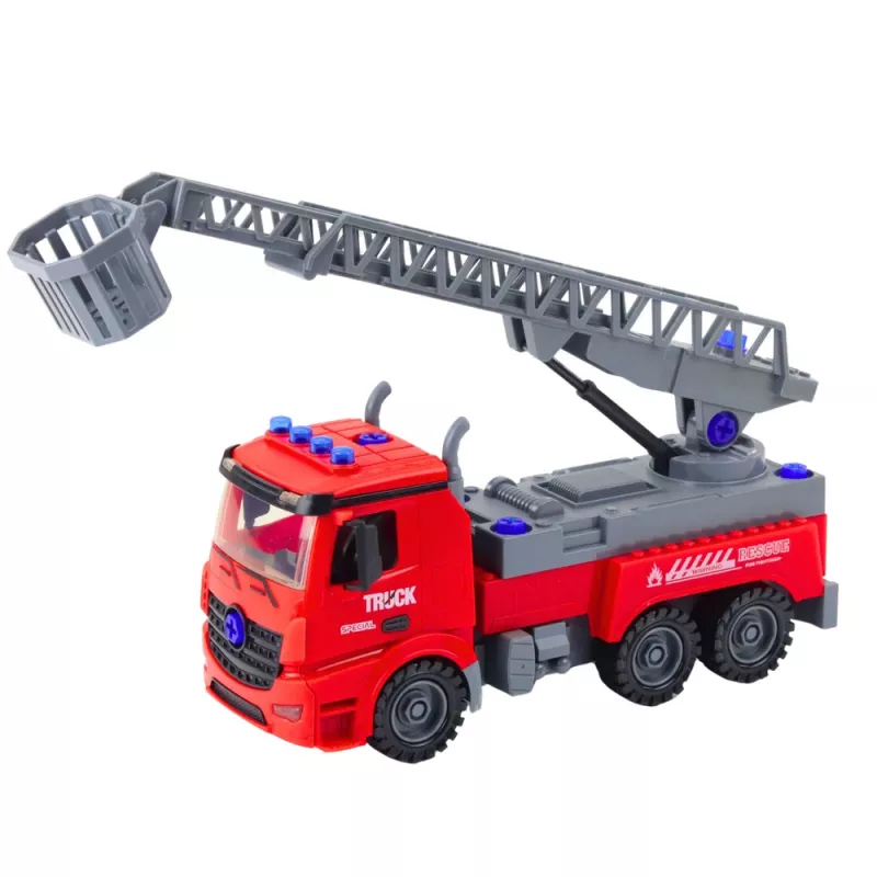 LEAN TOYS Carro de bombeiros DIY chave de fendas vermelho