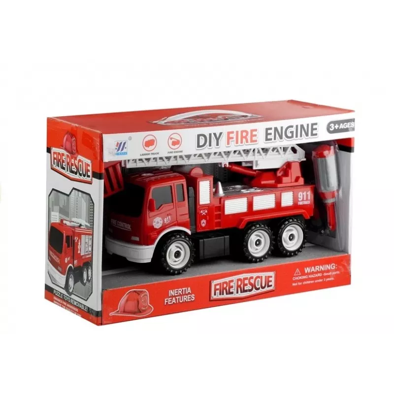 LEAN TOYS Carro de bombeiros com escorrega de aparafusar + ferramentas