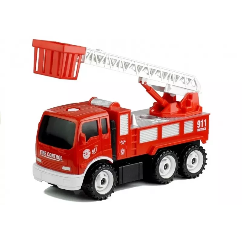 LEAN TOYS Carro de bombeiros com escorrega de aparafusar + ferramentas