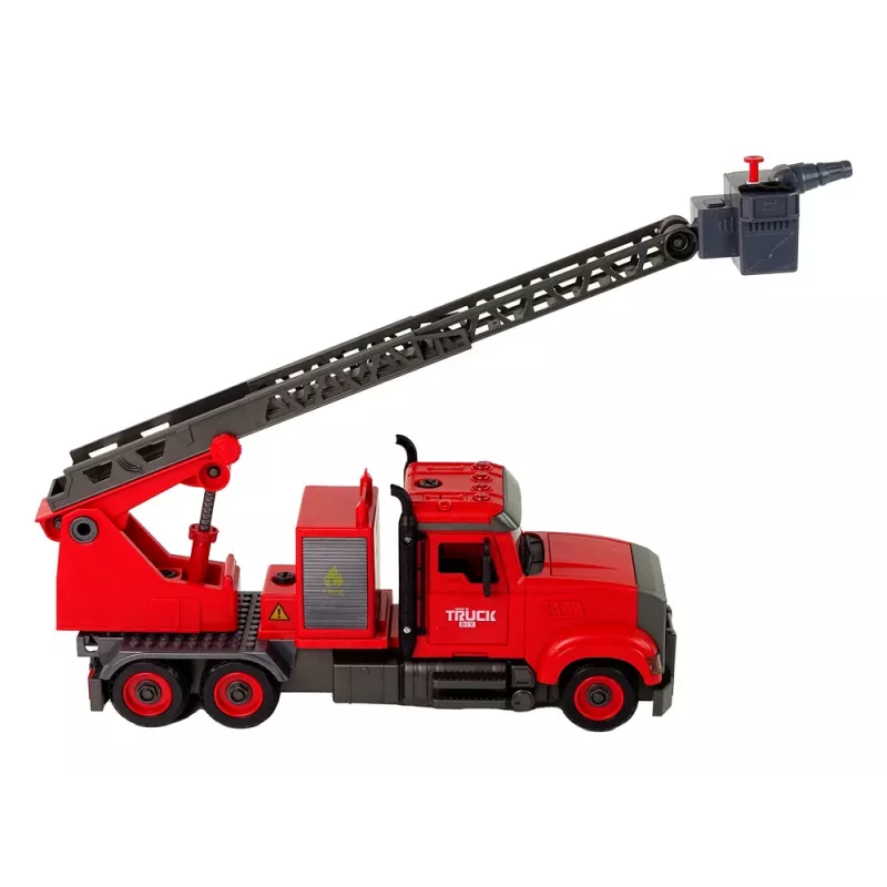 LEAN TOYS Camião de bombeiros com acessórios de aparafusar vermelho