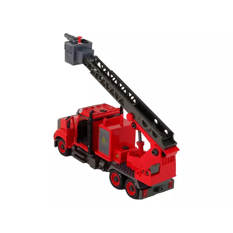 LEAN TOYS Camião de bombeiros com acessórios de aparafusar vermelho