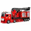 LEAN TOYS Carro de bombeiros com escada extensível até 69 cm, luz, som e canhão de água
