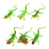 LEAN TOYS Lagarto Brilhante Verde Fluorescente Figura de Borracha 15cm