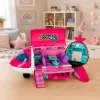 LEAN TOYS Avião de passageiros 2 em 1 dobrável rosa – conjunto de brincar de casa de bonecas transformável para bonecas de 30 cm