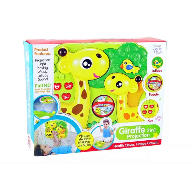LEAN TOYS Girafa Projetor 2em1 - Móbil de Berço para Bebés