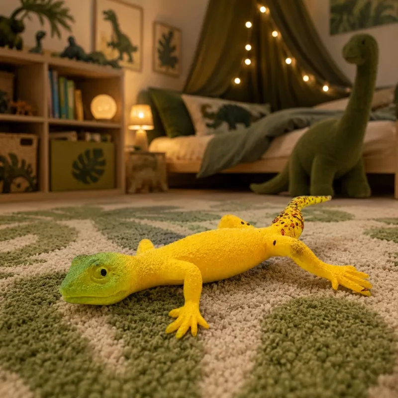 LEAN TOYS Golden Gecko Figura de borracha esticável réptil realista 15,5 cm