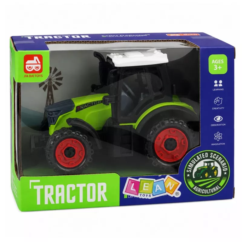 Trator verde de 15 cm com propulsão por fricção LEAN TOYS