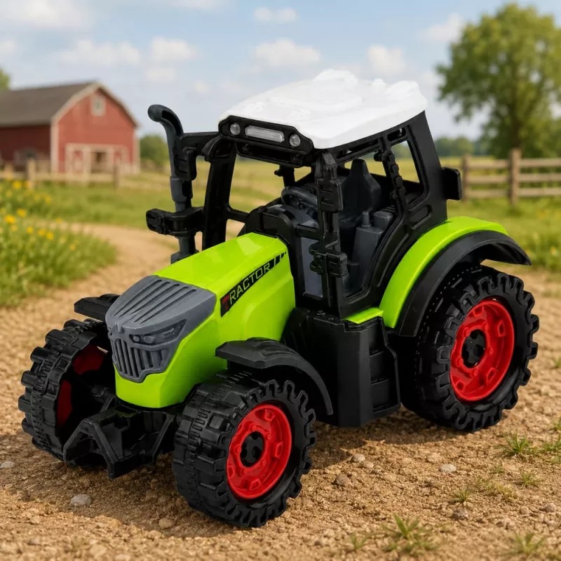 Trator verde de 15 cm com propulsão por fricção LEAN TOYS