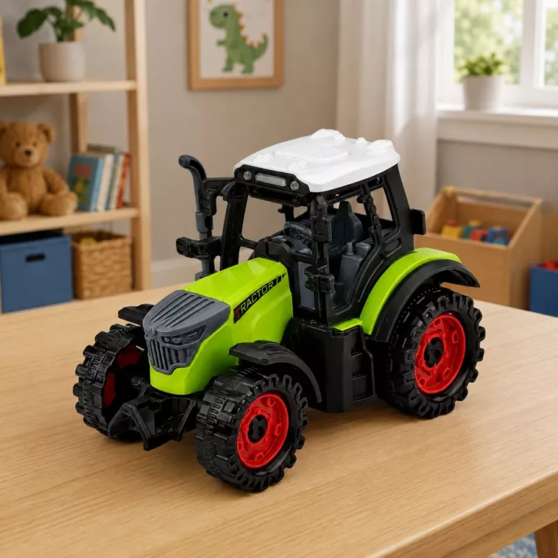 Trator verde de 15 cm com propulsão por fricção LEAN TOYS