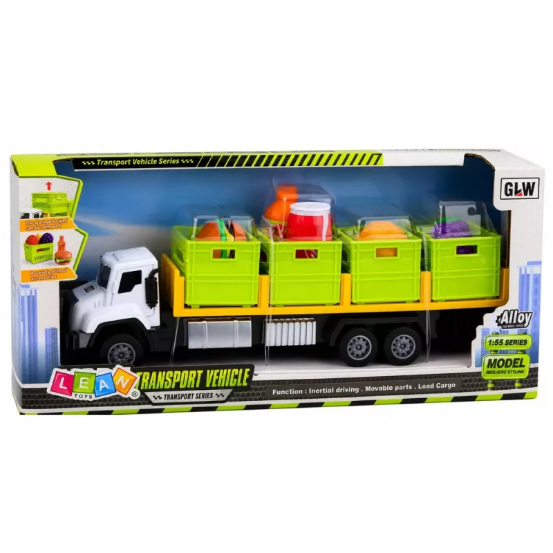 LEAN TOYS Camião de transporte de alimentos verde 1:55