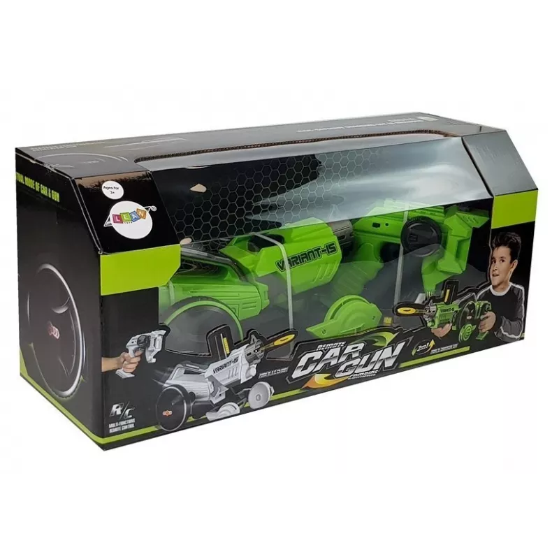 LEAN TOYS Carro Lançador de Discos de Espuma 2 em 1 Telecomandado Verde