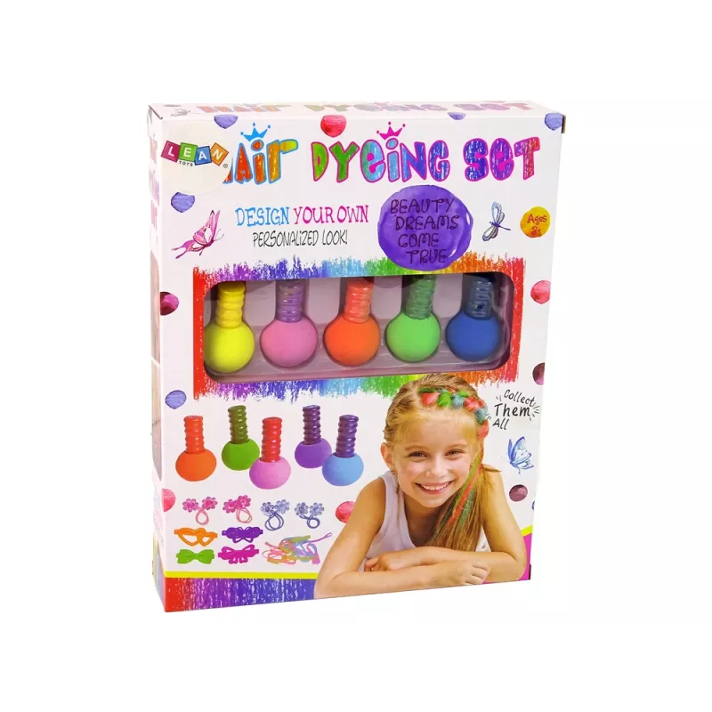 LEAN TOYS Conjunto de Pintura de Cabelo para Crianças 5 Cores Borracha