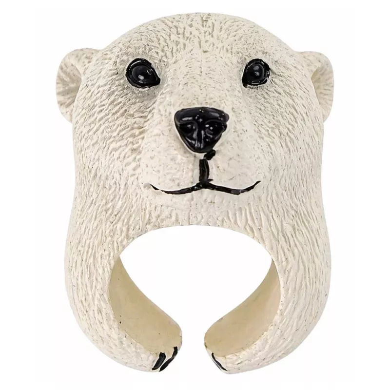 LEAN TOYS Anel de Mão Animais Educativos Urso Branco