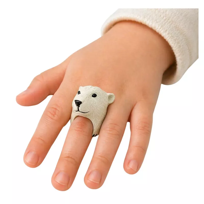 LEAN TOYS Anel de Mão Animais Educativos Urso Branco