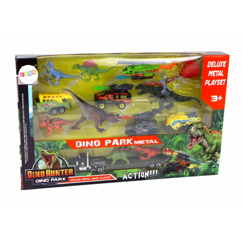 LEAN TOYS Conjunto de veículos helicóptero dinossauros 8 peças coloridas