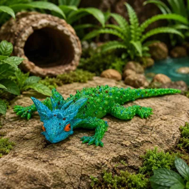 LEAN TOYS Horned Lizard Figura de borracha esticável realista 20 cm