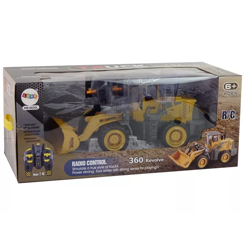 LEAN TOYS Escavadora Gigante Carregadora R/C Telecomandada Rotação 360 Graus Luzes LED
