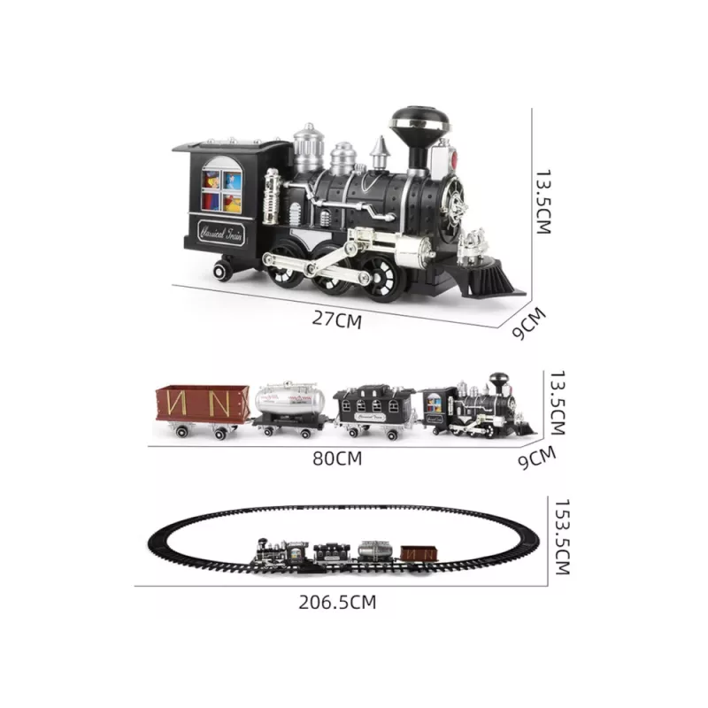 LEAN TOYS Comboio enorme com som, luz e fumo 206,5 cm x 153,5 cm