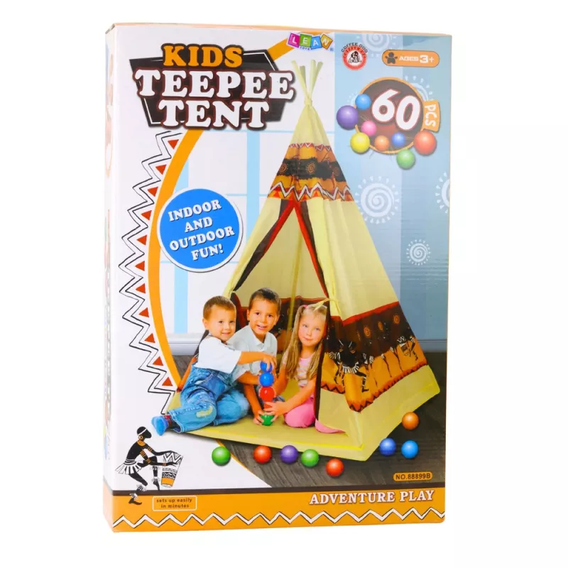 LEAN TOYS Tenda Tipi Indiano base para crianças + 60 bolas 155 cm