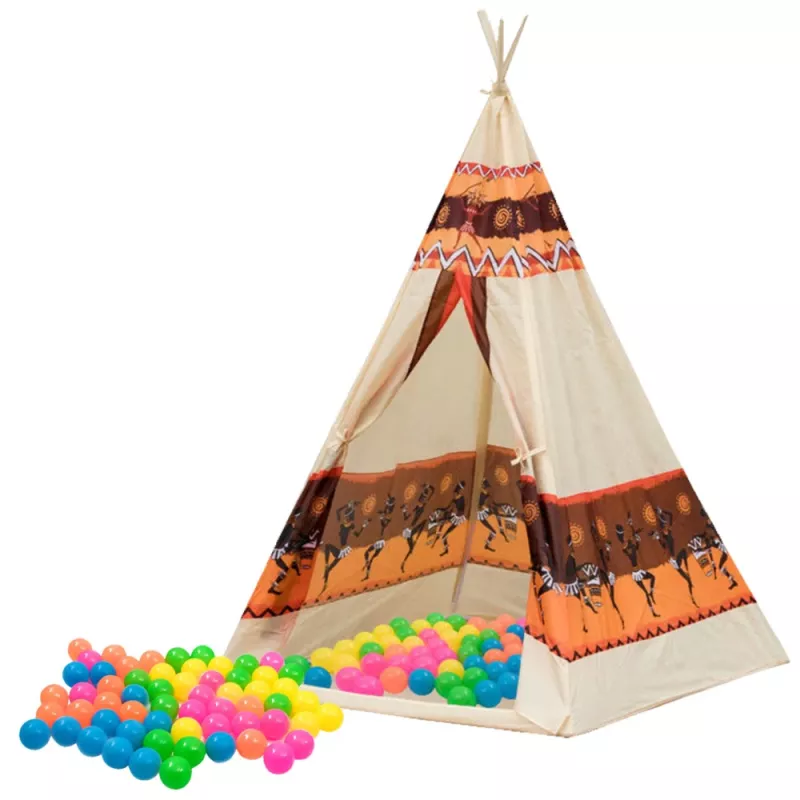 LEAN TOYS Tenda Tipi Indiano base para crianças + 60 bolas 155 cm