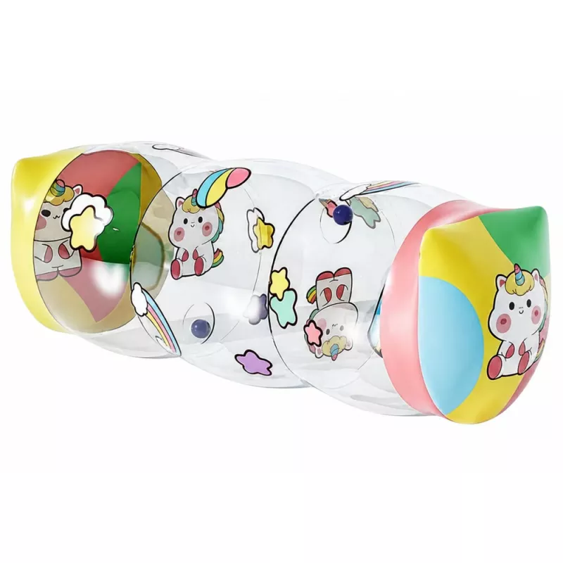 LEAN TOYS Rolo de gatinhar insuflável para bebés unicórnio 48 x 20 cm